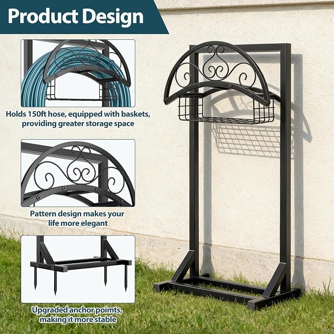 Garden Hose Holder Stand, BOLITE Metal Hanger - Image 4