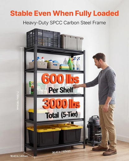 VEVOR Storage Shelves, 5-Tier Adjustable, 3000 lbs Capacity, Heavy Duty Garage - Image 3