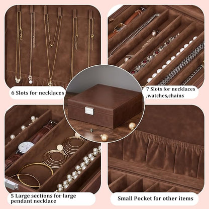 BEWISHOME Necklace Organizer Box, 2-Layer Jewelry Box to Save Space, Modern - Image 7