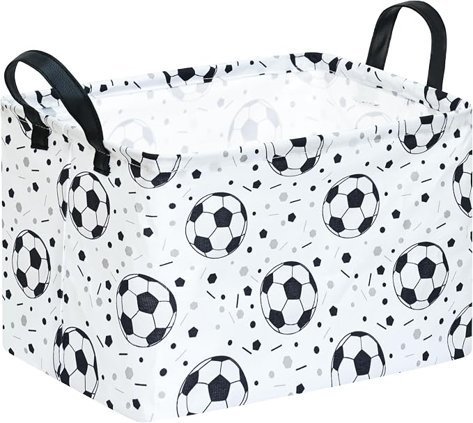 Kids Storage Basket with Soccer Print, 14.5" x 10.2" x 9.1", Waterproof with by Unknown