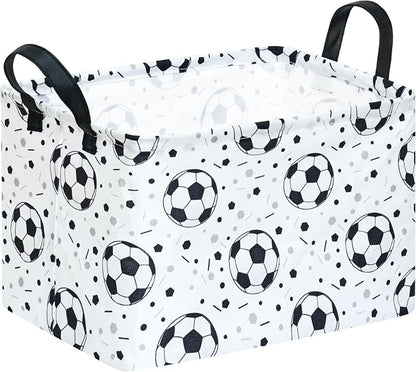 Kids Storage Basket with Soccer Print, 14.5" x 10.2" x 9.1", Waterproof with by Unknown