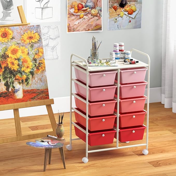 Giantex 10 Drawers Rolling Cart, Classroom Organizers, Storage Cart - Image 4
