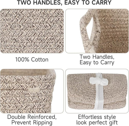 3-Pack Small Storage Baskets for Organizing | Woven Shelf Toy Basket | Rope - Image 5