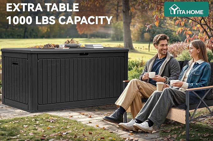 YITAHOME 320 Gallon Extra Large Deck Box, Double-Wall Resin Outdoor Storage Box - Image 7
