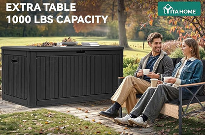 YITAHOME 320 Gallon Extra Large Deck Box, Double-Wall Resin Outdoor Storage Box - Image 7