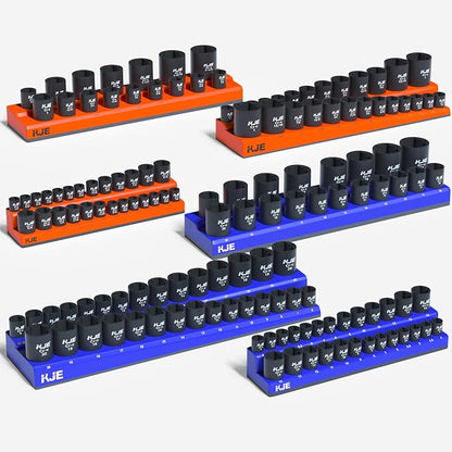 KJE Magnetic Socket Organizer Set 6 Piece, Magnetic Socket Holder Includes 1/4" by KJE