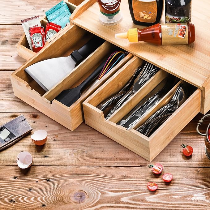 SOUJOY Bamboo Drawer Organizer for Coffee Pod, K Cup Organizer for Counter - Image 7
