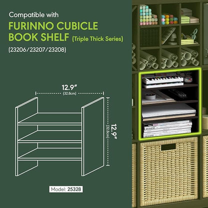 Furinno Cubicle 3-Shelf Cube Insert, 3-Tier Cube Organizer, Dark Oak | 12.9W x - Image 3