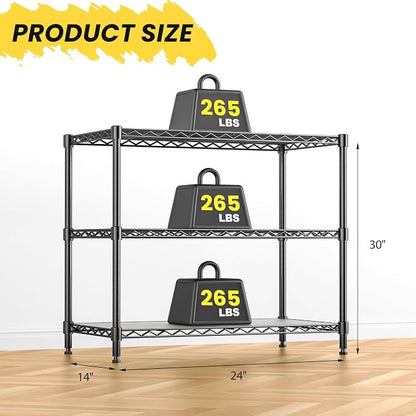 3-Shelf Adjustable Storage Shelves Metal Shelving Unit Heavy Duty Wire Rack - Image 3