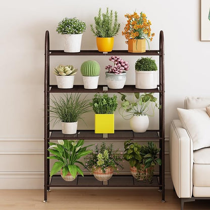 SORCEDAS Plant Stand Indoor Outdoor Plant Shelf 4 Tier Metal Corner Flower - Image 2