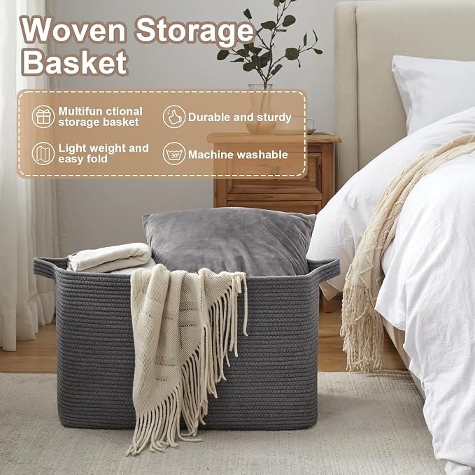 95L Extra Large Blanket Basket, Nursery Blanket Storage - Image 7
