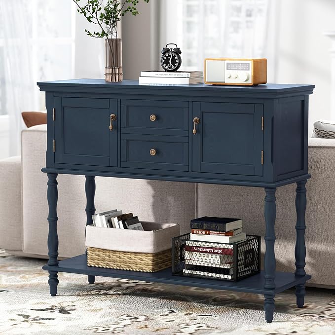 ARTPOWER Console Table with 2 Drawers, Retro Entryway Table with 2 Door - Image 7