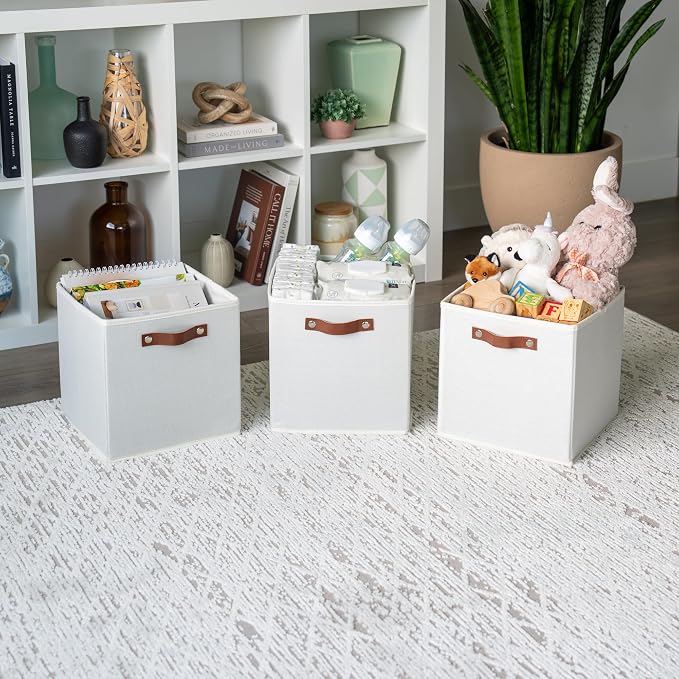 OrganiHaus 11" x 11" x 11" Fabric Cubes Storage Bins Set of 4, Foldable - Image 4