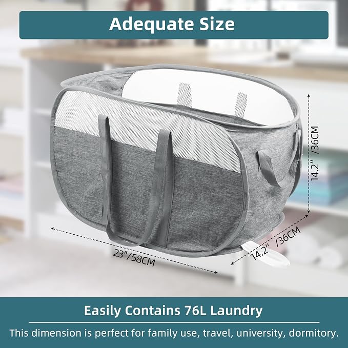 Collapsible Laundry Baskets, Tear Proof Pop Up Laundry Hamper - Image 3