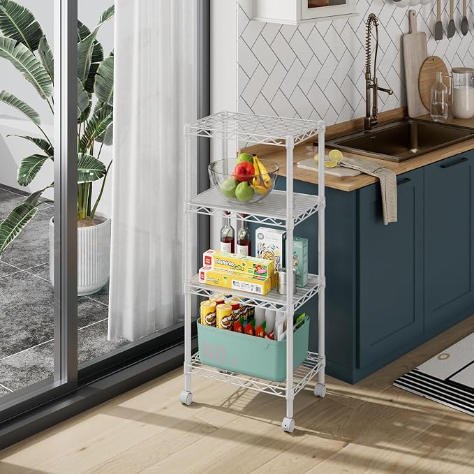 4 Tier Adjustable Storage Shelves, Heavy Duty Metal Utility Shelf Wire Shelving - Image 9