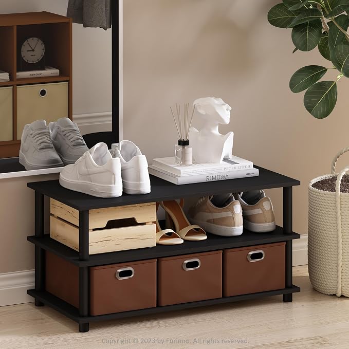 Furinno Turn-N-Tube Shoe Rack, 3-Tier Compact Shoe Organizer, Toolless Shoe by Furinno-FitsYourSpaceFitsYourBudget