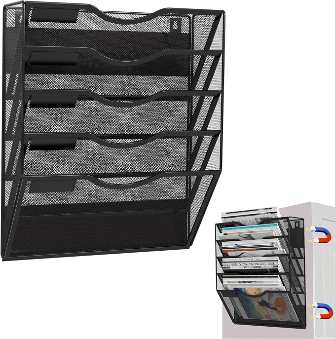 5-Tier Magnetic File Holder, No Drilling Installation File Cabinet Organizer by LQPAFZ