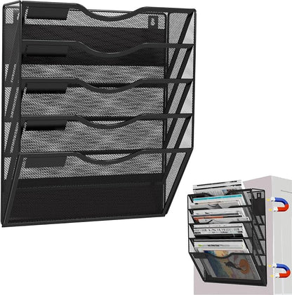 5-Tier Magnetic File Holder, No Drilling Installation File Cabinet Organizer by LQPAFZ
