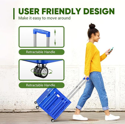 Folding Utility Cart with Lid, Portable Rolling Crate Handcart Collapsible - Image 5