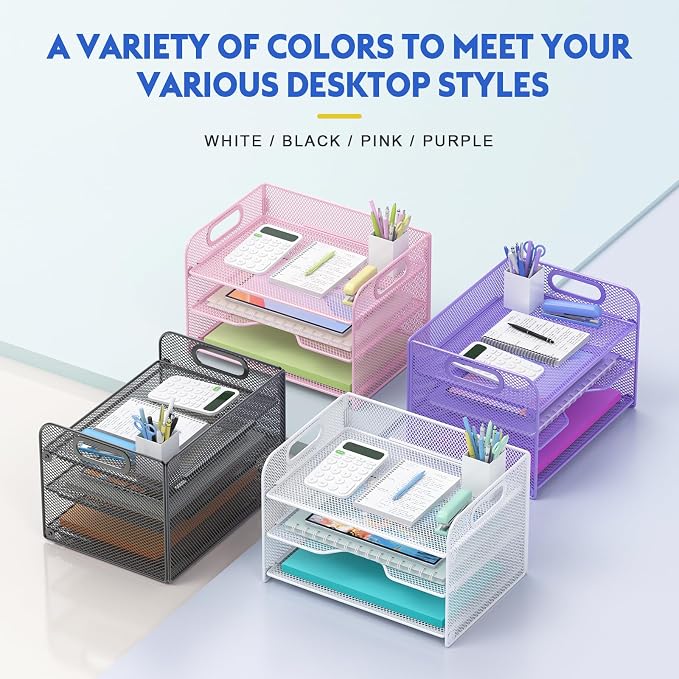 Samstar 3 Tier White Letter Tray Paper Organizer - Image 6