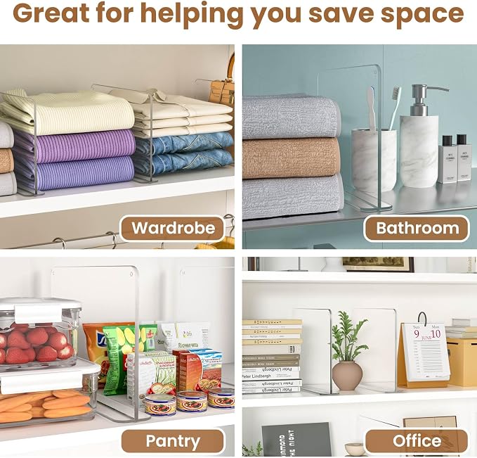 Purse Organizer for Closet Shelf Dividers: 4 Pack Acrylic Clear Vertical - Image 7