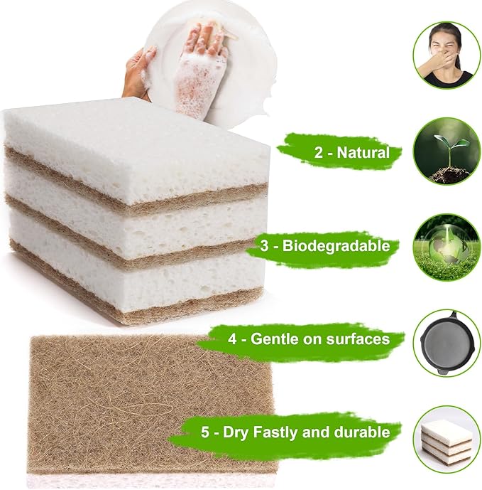 Natural Dish Sponges 16 Pack - Image 2