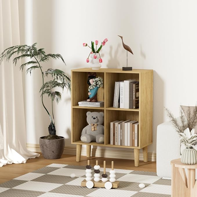 4 Cube Bookcase, Wooden Book Shelf Cube Storage Organizer - Image 2