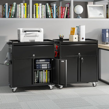 Aobabo Metal Cabinet on Wheels, Metal Garage Cabinet - Image 7