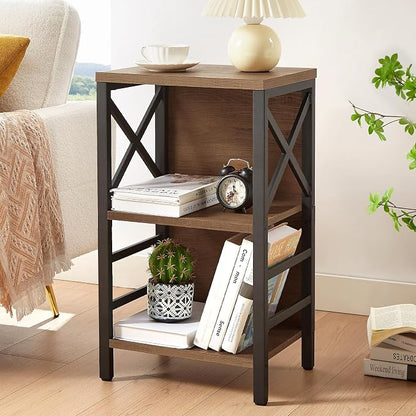 Small Bookshelf, 3 Tier Industrial Bookcase - Image 2
