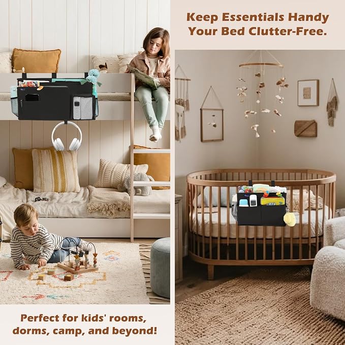 Surblue Bedside Caddy Bunk Bed Storage Organizer Hanging Pockets - Image 2