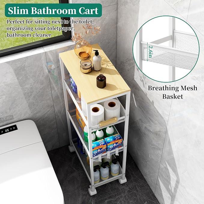 Utility Slim Storage Cart, 4 Tier Rolling Cart - Image 6