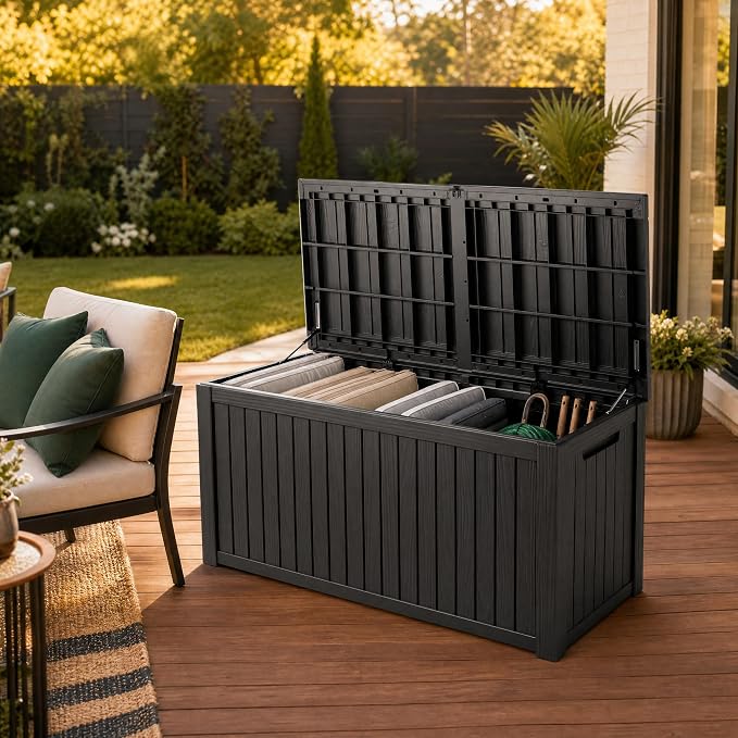 182 Gallon Outdoor Deck Storage Box, Large Waterproof Resin Patio Storage Box - Image 10