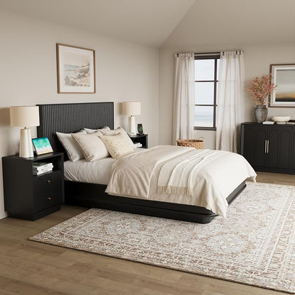 Nightstand with Charging Station, Modern Nightstand with Arched Design - Image 7