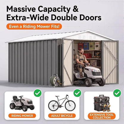 Devoko 8x10 FT Outdoor Storage Shed, Metal Tool Shed - Image 4
