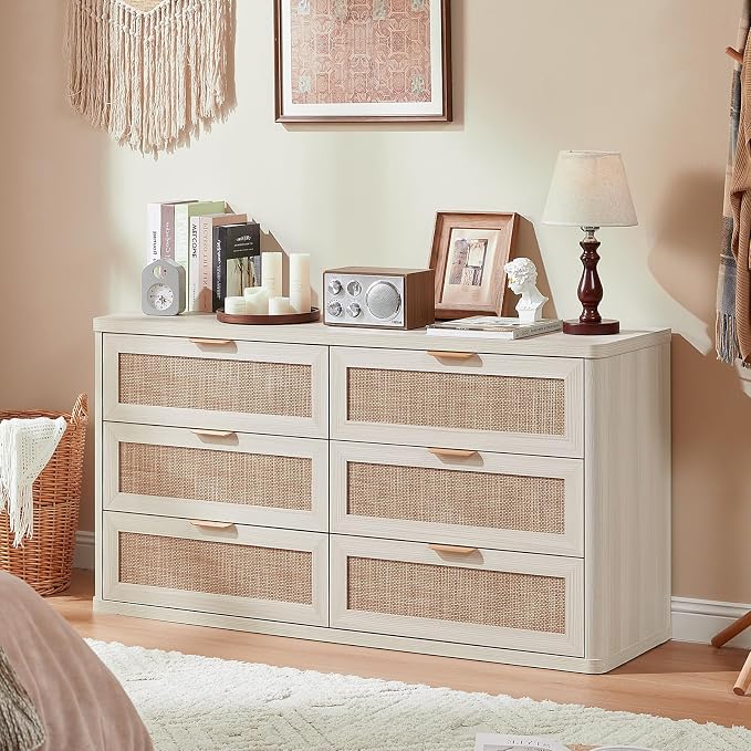 LEYAOYAO Rattan 6 Drawer Dresser - Image 8