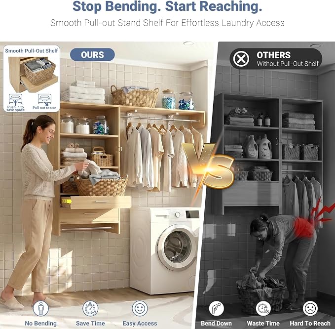 Armocity 60" Wall Mounted Laundry Room Organization - Image 4