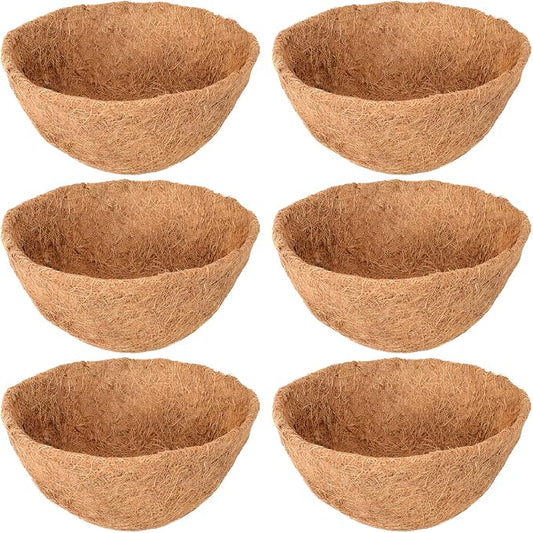 6 Pack 14 Inch Hanging Basket Coco Liners Replacement, 100% Natural Round by Legigo