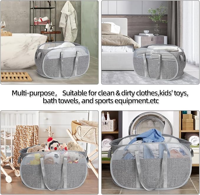 100L Collapsible Laundry Baskets, Tear Proof Pop Up Laundry Hamper - Image 8