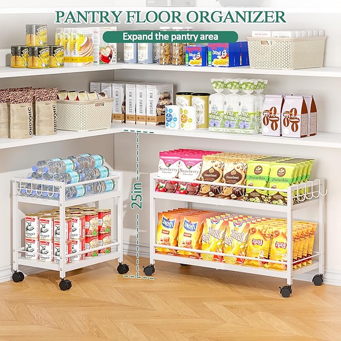 2-Tier Expandable Rolling Pantry Cart - Image 4