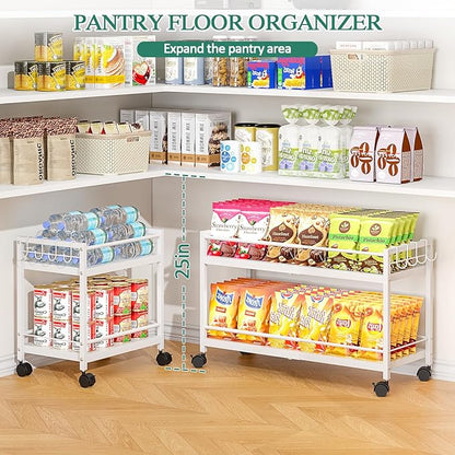 2-Tier Expandable Rolling Pantry Cart - Image 4