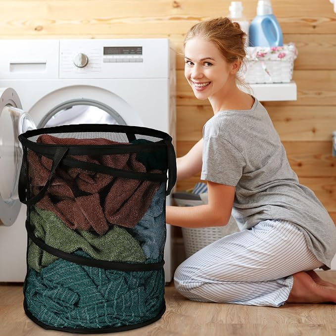 BATTOO Mesh Collapsible Laundry Baskets, Foldable Pop Up Laundry Hamper - Image 3