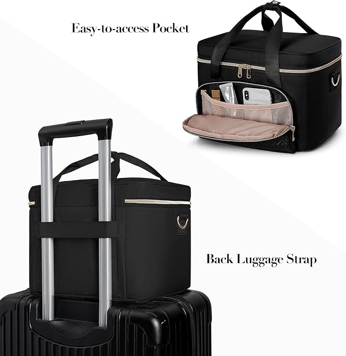 Travel Makeup Bag with 2 Pouches and Adjustable Dividers, Large Cosmetic Case - Image 4
