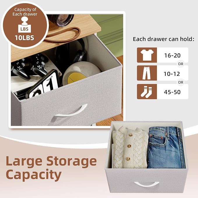 Somdot Tall Dresser for Bedroom, 5 Drawer Storage Cabinet, Ash Grey | Fabric - Image 5
