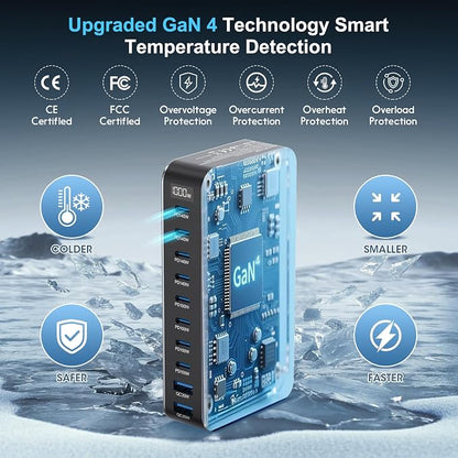 1000W USB C Fast Charger Block, 10 Port USB Charging Station, GaN Ⅳ Pro 140W PD - Image 5
