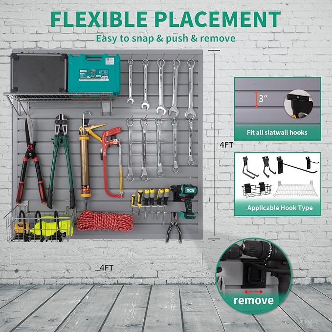 Slat Wall Paneling Garage Slat Wall Storage Systems, Slatwall Panels 4x4 ft - Image 2