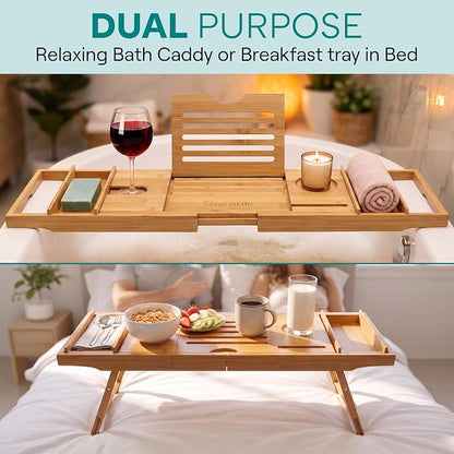 SereneLife Bath Caddy Breakfast Tray Combo - Image 2