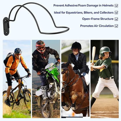 4 Pack Wall Mounted Helmet Rack, Storage Display Rack Helmet Holder Hook - Image 4