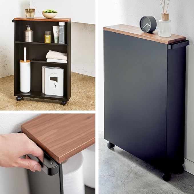 YAMAZAKI Home Slim Rolling Storage Cart – Narrow Bathroom Storage Cabinet - Image 4
