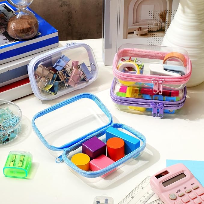 Hoolerry 4 Pcs Hard Clear Zipper Case Makeup Bags Plastic Pencil Pouch - Image 5