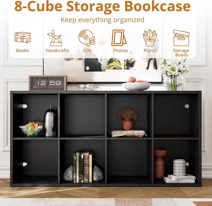 IRONCK Bookshelf, 8-Cube Storage Cube Shelf Organizer, Extra Thick Frame - Image 4